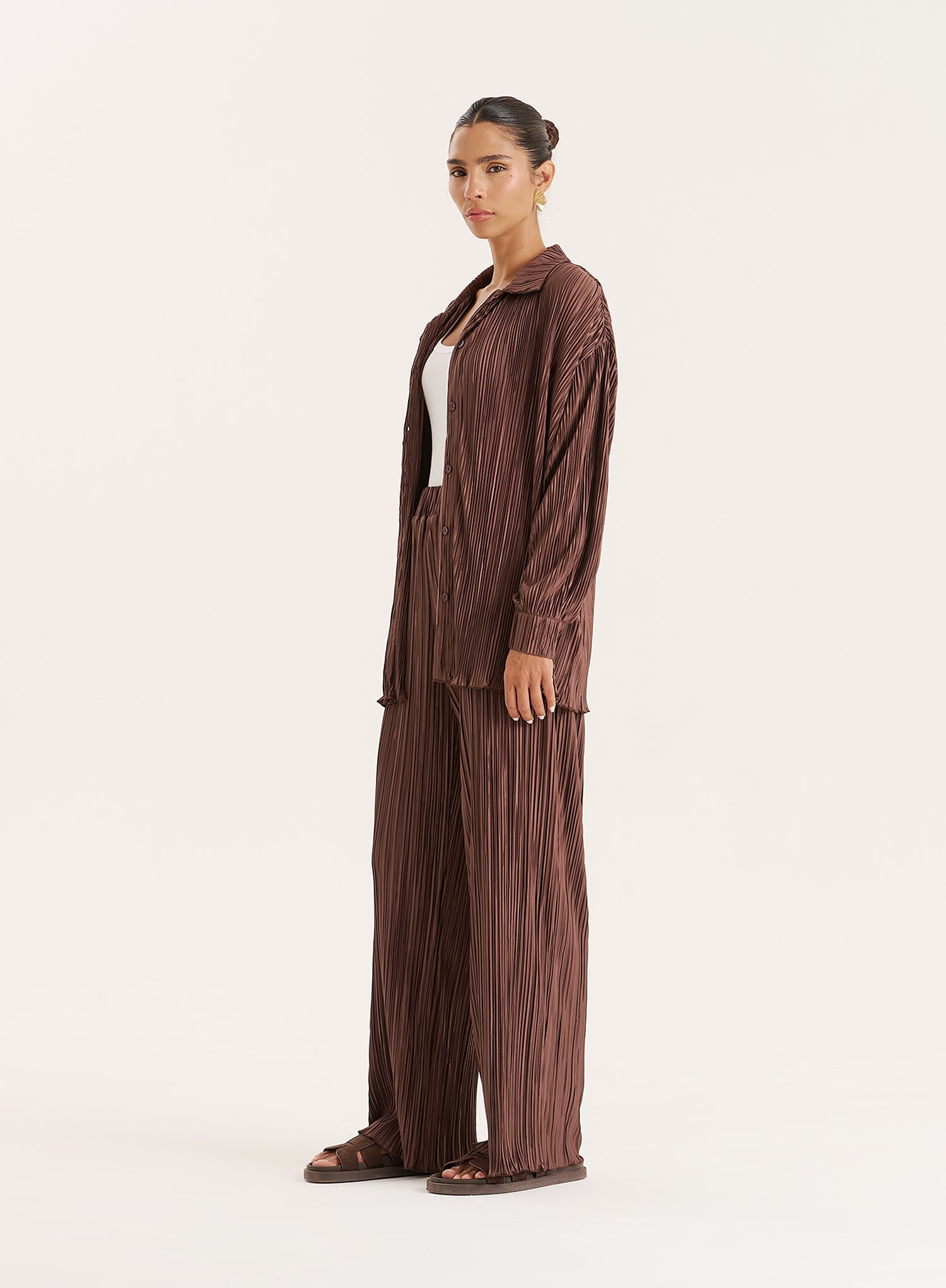 Chocolate Plisse Trouser